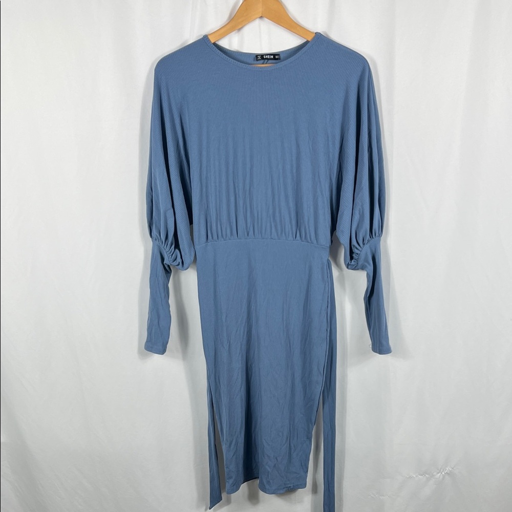 SHEIN Long Sleeve Blue Dress Women’s Small Tie‎ Around Waist Machine’s Washable